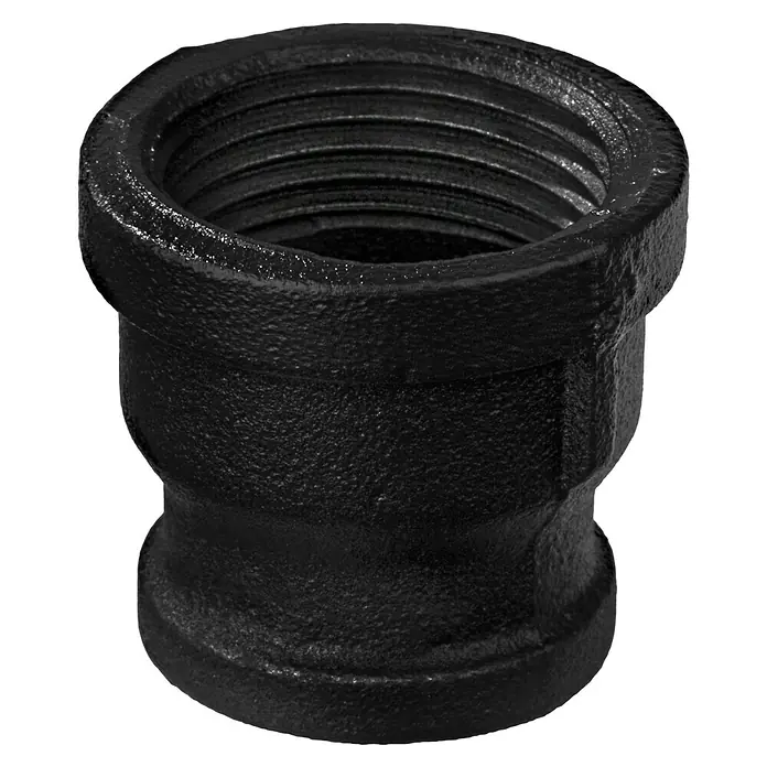 Walteco Rusticline Reduzierstück 3/4" x 1" Tube - Stahl, Schwarz - Schwarzes Reduzierstück aus Gusseisen mit Innengewinde, ideal für Sanitär- und Heizungsinstallationen.