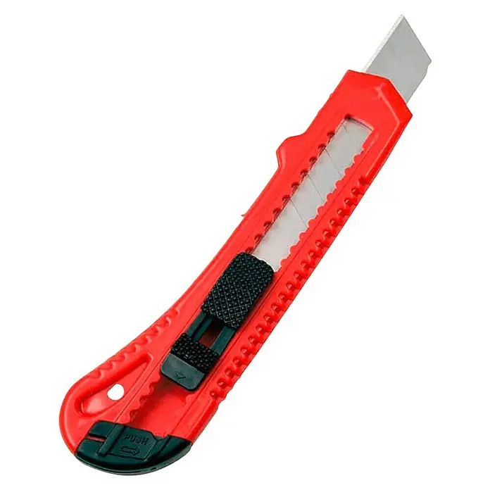 Mako Universalmesser - 18 mm - Roter Teppichmesser mit Klingenverlängerung für präzises Schneiden in Handwerk und Haushalt. Zuverlässiges Werkzeug für vielseitige Anwendungen.