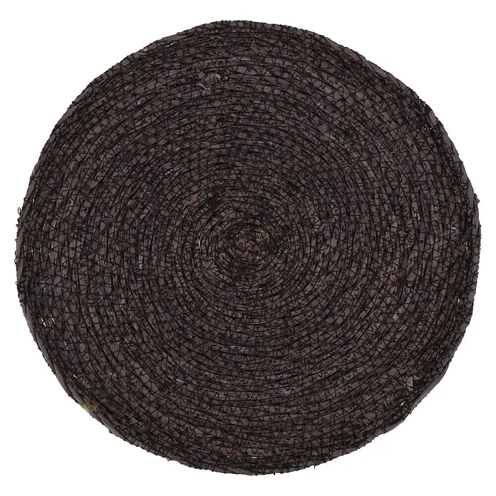 Tisch-Set - Durchmesser: 27 cm, Seegras, Schwarz - Kreisförmiger, geflochtener Untersetzer in dunklen Farben. Ideal als Tischdekoration oder zum Schutz empfindlicher Oberflächen vor Hitze und Kratzern.