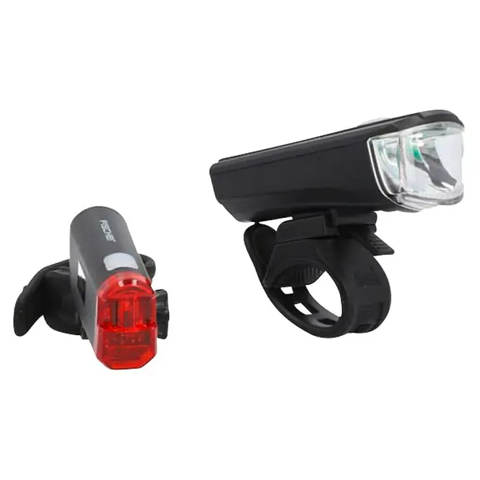 Fischer Fahrradbeleuchtungs-Set LUMOZ 20 - LED, Schwarz - Abbildung eines Fischer Fahrradlicht-Sets, bestehend aus Vorder- und Rücklicht, für mehr Sicherheit im Straßenverkehr.
