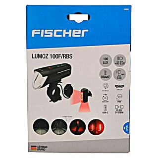 Fischer Fahrradbeleuchtungs-Set LUMOZ 180F/RBS (LED, Schwarz)