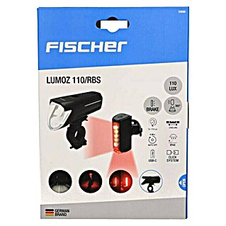 Fischer Fahrradbeleuchtungs-Set (LED, Schwarz, Lichtstärke: 110 Lux)