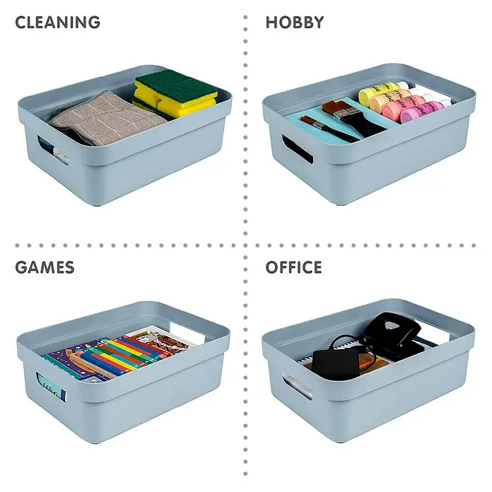 Sunware Aufbewahrungsbox Sigma Home - L x B x H: 35 x 24,6 x 12,2 cm, Kunststoff, Blaugrau - Aufbewahrungsboxen für Reinigungsmittel, Hobbyartikel, Spiele und Büromaterialien.