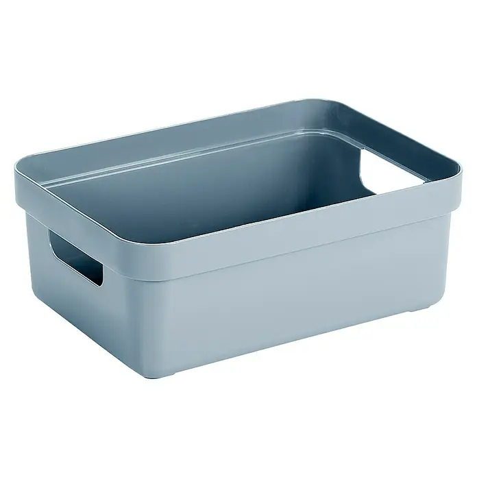 Sunware Aufbewahrungsbox Sigma Home - L x B x H: 35 x 24,6 x 12,2 cm, Kunststoff, Blaugrau - Eine hellblaue Aufbewahrungsbox aus Kunststoff mit Griffen für eine einfache Handhabung und stilvolle Ordnung im Haushalt.