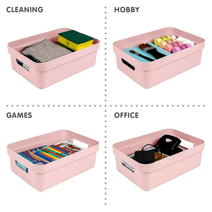 Sunware Aufbewahrungsbox Sigma Home - L x B x H: 35 x 24,6 x 12,2 cm, Kunststoff, Rosa - Aufbewahrungsboxen aus Kunststoff für Reinigungsmittel, Hobbyartikel, Spiele und Bürobedarf, um Ordnung zu schaffen.