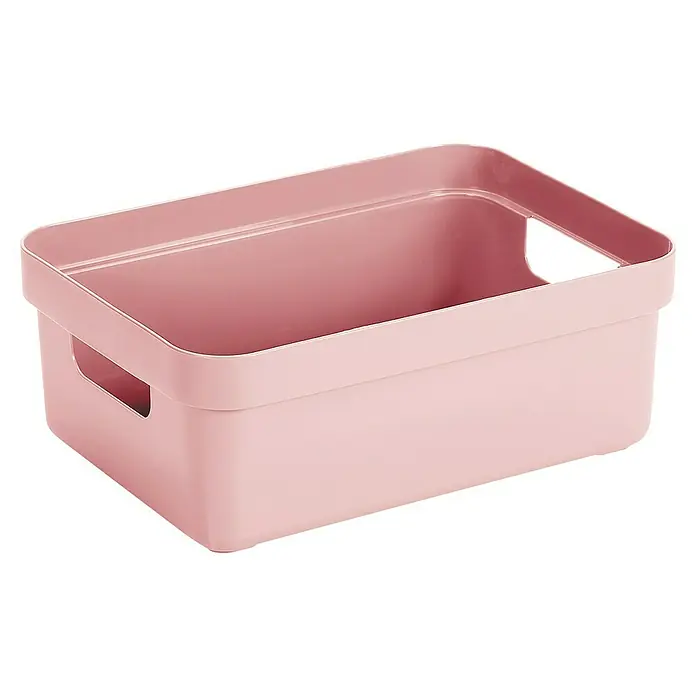Sunware Aufbewahrungsbox Sigma Home - L x B x H: 35 x 24,6 x 12,2 cm, Kunststoff, Rosa - Eine rosa Kunststoffbox mit Griffen, ideal zur Aufbewahrung und Organisation verschiedener Gegenstände im Haushalt.