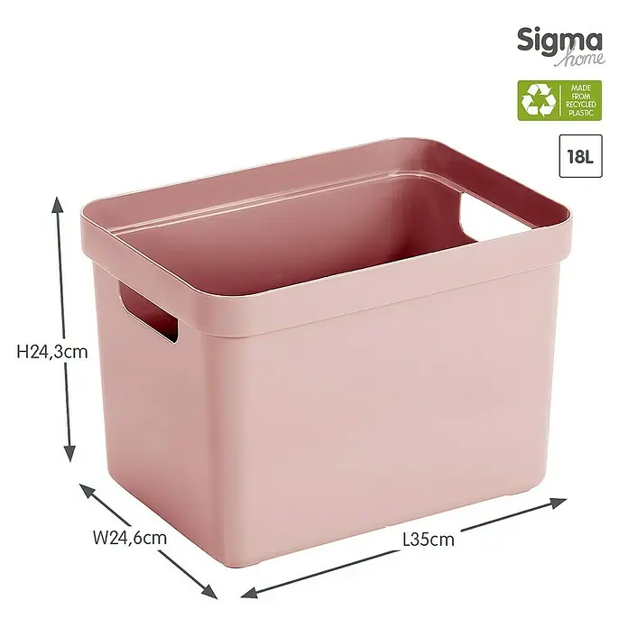 Sunware Aufbewahrungsbox Sigma Home - L x B x H: 35 x 24,6 x 24,3 cm, Kunststoff, Rosa - Rosa Sigma Home Aufbewahrungsbox aus recyceltem Kunststoff, 18L, mit den Maßen H24,3cm x B24,6cm x L35cm.