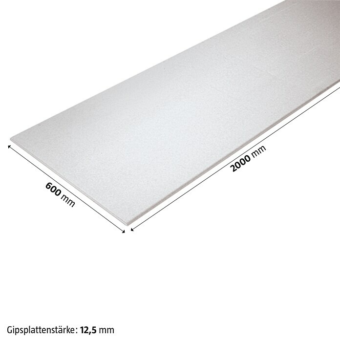Rigips Gipskartonplatte (2.000 x 600 x 12,5 mm)