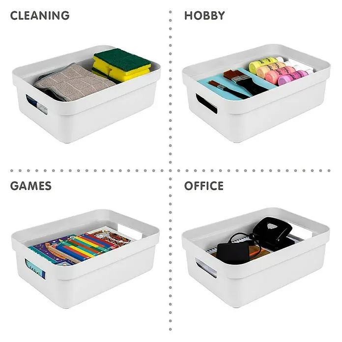 Sunware Aufbewahrungsbox Sigma Home - L x B x H: 35 x 24,6 x 12,2 cm, Kunststoff, Weiß - Übersichtliche Aufbewahrungslösungen: Reinigung, Hobby, Spiele und Büro. Praktische, weiße Aufbewahrungsboxen für jeden Bedarf.