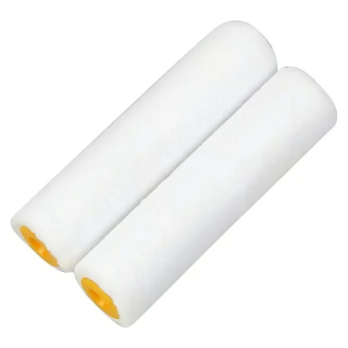 swingcolor Premium Lackwalze - 2 Stk., Breite Walze: 10 cm, Bügelstärke: 6 mm - Zwei weiße Farbwalzen mit gelben Enden für präzises und gleichmäßiges Streichen.