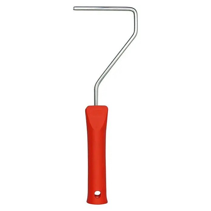swingcolor Komfort Farbroller-Bügel - Breite: 10 cm, Bügelstärke: 6 mm, Geeignet für: Walzen 10 - 12 cm, Länge: 27 cm - Ein roter Farbrollergriff mit silbernem Metallbügel, ideal zum Malen von Wänden und Decken. Das Werkzeug für perfekte Farbergebnisse!