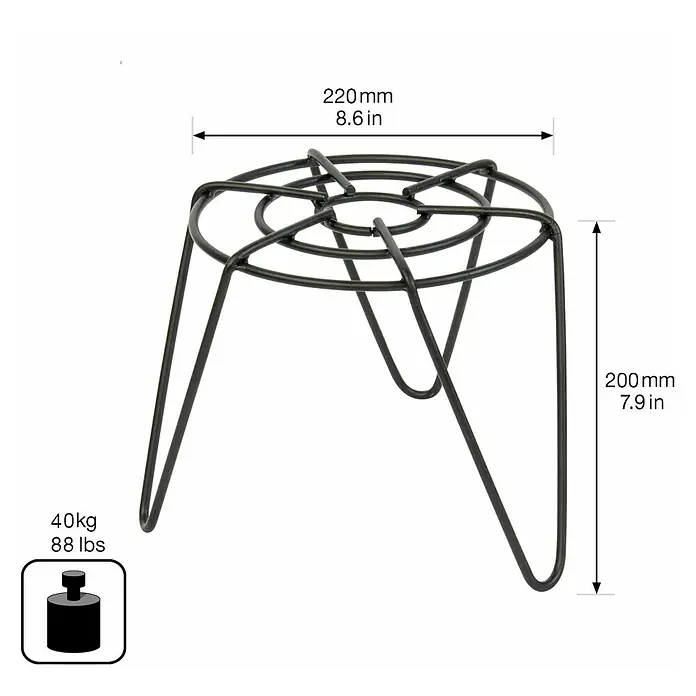 Wagner System GreenFamily Blumenständer - Ø x H: 30 x 20 cm, Stahl, Schwarz - Produktdarstellung: Metallpflanzenständer mit Größenangaben und maximaler Belastbarkeit für den sicheren Halt Ihrer Pflanzen.