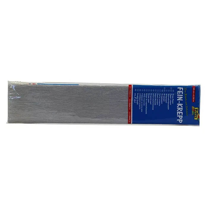 Krepppapier - Silber, 2,5 m x 50 cm - Fein-Krepp Papierrolle in Silber, ideal zum Basteln und Dekorieren. Die Rolle ist 50cm x 2,50m groß und bietet vielseitige Gestaltungsmöglichkeiten.