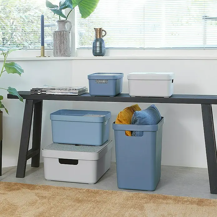 Sunware Aufbewahrungsbox Sigma Home - L x B x H: 25,2 x 17,5 x 12,2 cm, Kunststoff, Blaugrau - Ordnung leicht gemacht: Vielseitige Aufbewahrungsboxen in verschiedenen Größen und Farben für ein stilvolles Zuhause.