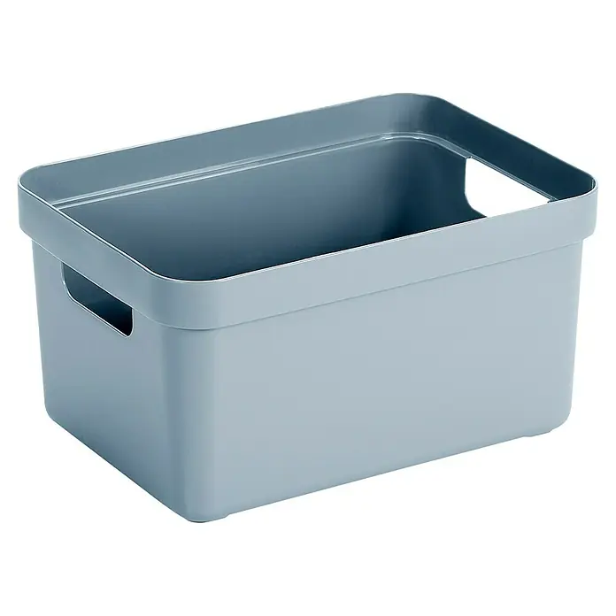 Sunware Aufbewahrungsbox Sigma Home - L x B x H: 25,2 x 17,5 x 12,2 cm, Kunststoff, Blaugrau - Eine hellblaue Aufbewahrungsbox aus Kunststoff mit Griffen, ideal für die Organisation im Haushalt. Praktisch und stilvoll für Ordnung in jedem Raum.