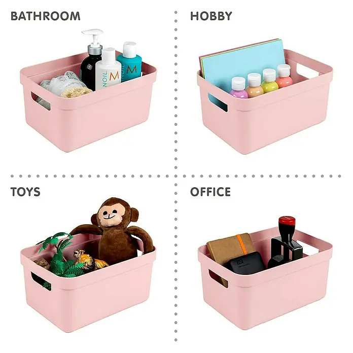 Sunware Aufbewahrungsbox Sigma Home - L x B x H: 25,2 x 17,5 x 12,2 cm, Kunststoff, Rosa - Aufbewahrungsboxen in Rosa für Bad, Hobby, Spielzeug und Büro. Praktische Ordnungshilfe für jeden Raum.