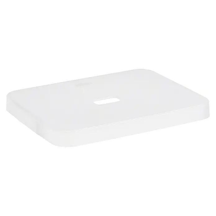 Sunware Deckel Sigma Home - Passend für: Sigma Home Aufbewahrungsbox 24 l/32 l, Kunststoff, Transparent - Nahaufnahme einer weißen Spenderabdeckung mit einem rechteckigen Schlitz, die ein sauberes und modernes Design für Hygieneartikel zeigt.