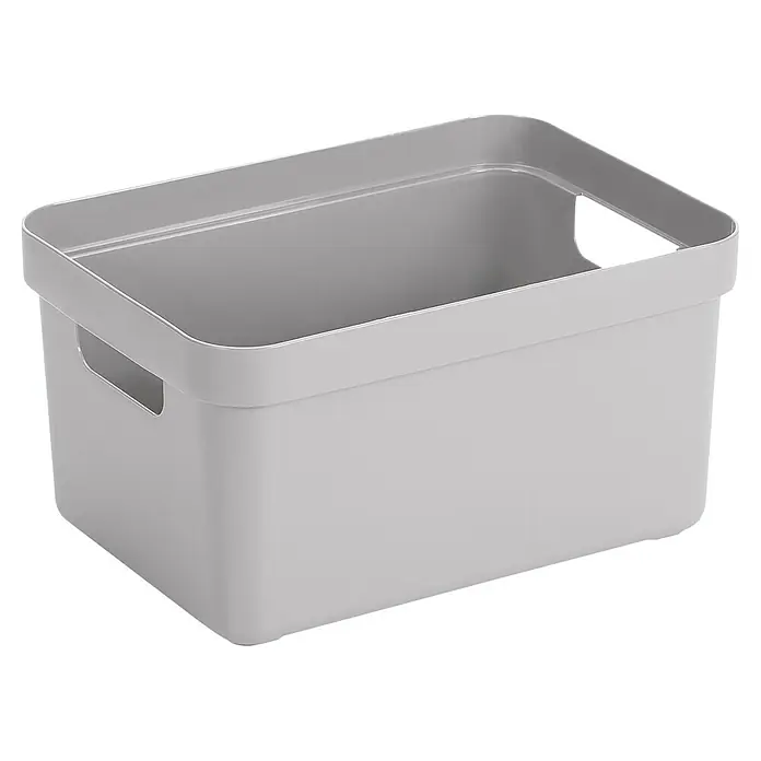 Sunware Aufbewahrungsbox Sigma Home - L x B x H: 25,2 x 17,5 x 12,2 cm, Kunststoff, Hellgrau - Graue Aufbewahrungsbox aus Kunststoff mit Griffen für eine einfache Organisation und Lagerung im Haushalt.