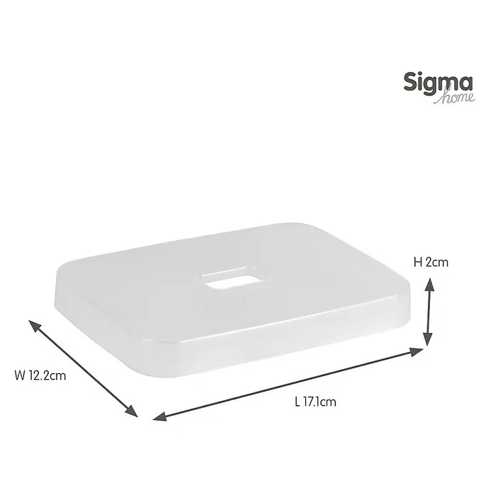 Sunware Deckel Sigma Home - Passend für: Sigma Home Aufbewahrungsbox 2,5 l, Kunststoff, Transparent - Abbildung des Sigma Home Produkts mit den Maßen Länge 17,1 cm, Breite 12,2 cm und Höhe 2 cm.