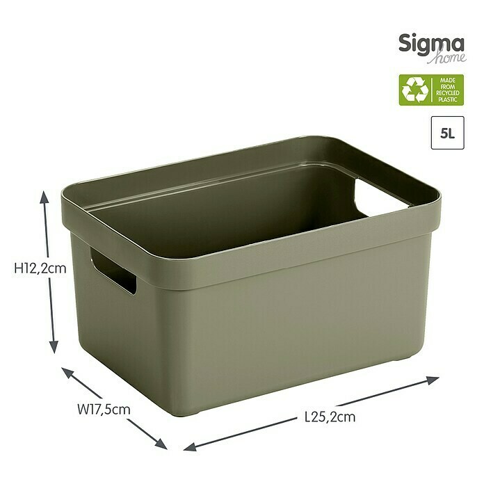 Sunware Aufbewahrungsbox Sigma Home (L x B x H: 25,2 x 18 x 12,2 cm, Kunststoff, Dunkelgrün)