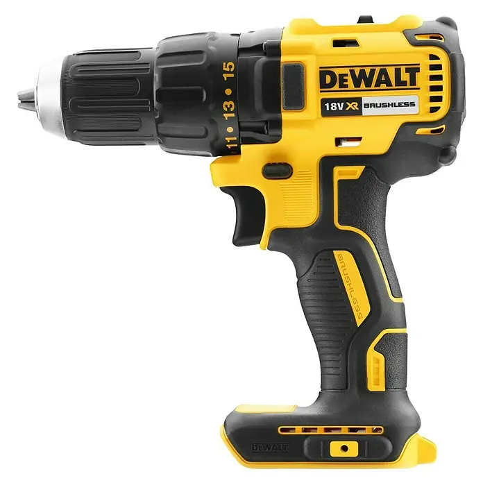 DeWalt XR 18V Akku-Bohrschrauber DCD777D2T-QW - 18 V, 2 Akkus, 2 Ah, 65 Nm - Der Dewalt 18V XR Brushless Akku-Bohrschrauber, ein gelb-schwarzes Elektrowerkzeug für Bohr- und Schraubarbeiten.