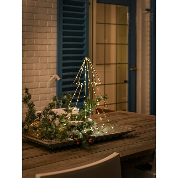 Albero di Natale a LED (A: 36 cm, 60 luci a LED, bianco caldo)