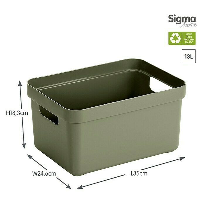 Sunware Aufbewahrungsbox Sigma Home (L x B x H: 35,2 x 25,3 x 18,3 cm, Kunststoff, Dunkelgrün)