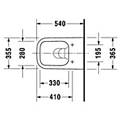 Duravit Happy D.2 Spülrandloses Wand-WC (Ohne WC-Sitz, Ohne Beschichtung, Tiefspüler, Weiß)