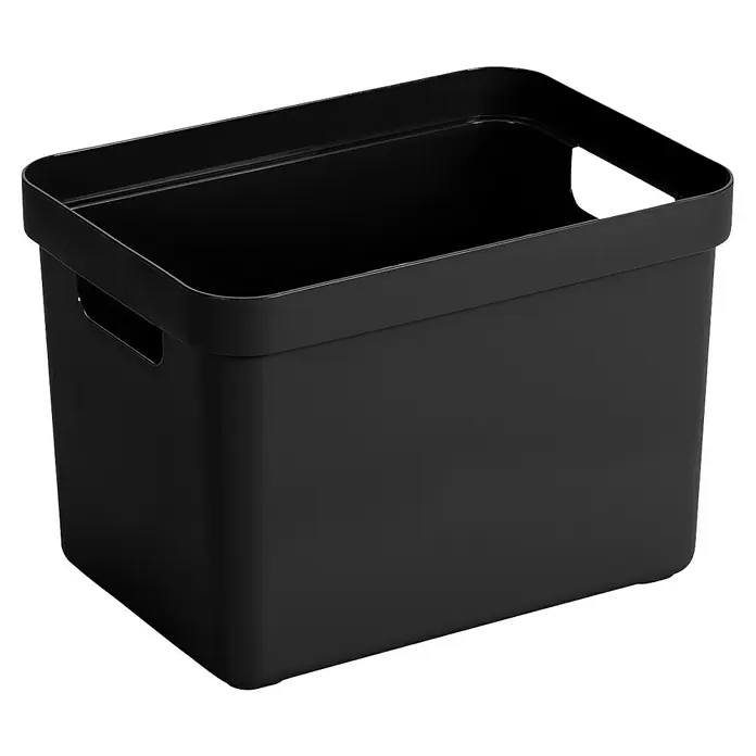 Sunware Aufbewahrungsbox Sigma Home - L x B x H: 35 x 24,6 x 24,3 cm, Kunststoff, Schwarz - Schwarzer rechteckiger Aufbewahrungsbehälter mit Griffen für vielseitige Aufbewahrungslösungen im ganzen Haus und im Büro.