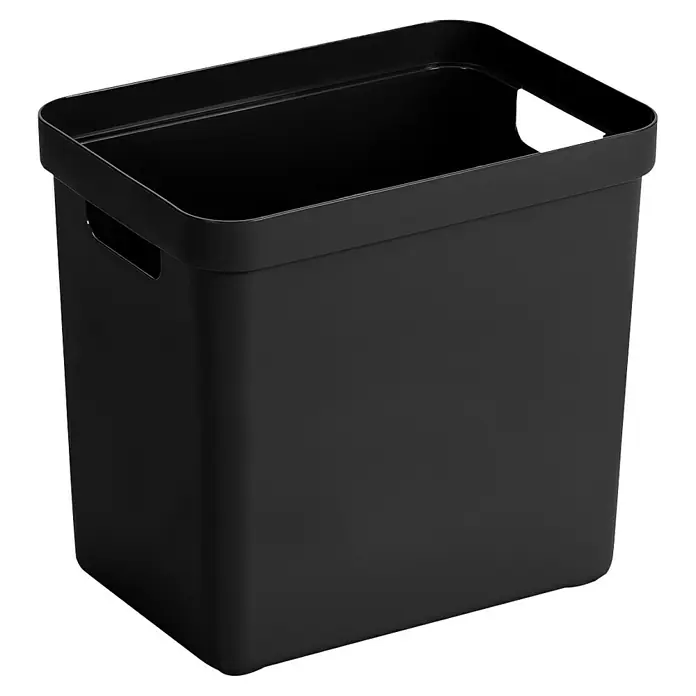 Sunware Aufbewahrungsbox Sigma Home - L x B x H: 35 x 24,6 x 36,3 cm, Kunststoff, Schwarz - Eine schwarze, rechteckige Aufbewahrungsbox aus Kunststoff mit Griffen, die Ordnung und Stil in jeden Raum bringt. Praktisch und schlicht.