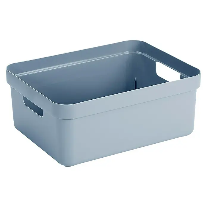 Sunware Aufbewahrungsbox Sigma Home - L x B x H: 44,5 x 34,5 x 18,3 cm, Kunststoff, Blaugrau - Dieser Artikel zeigt eine graublaue Aufbewahrungsbox aus Kunststoff mit Griffen, ideal für die Organisation von Gegenständen im Haushalt.