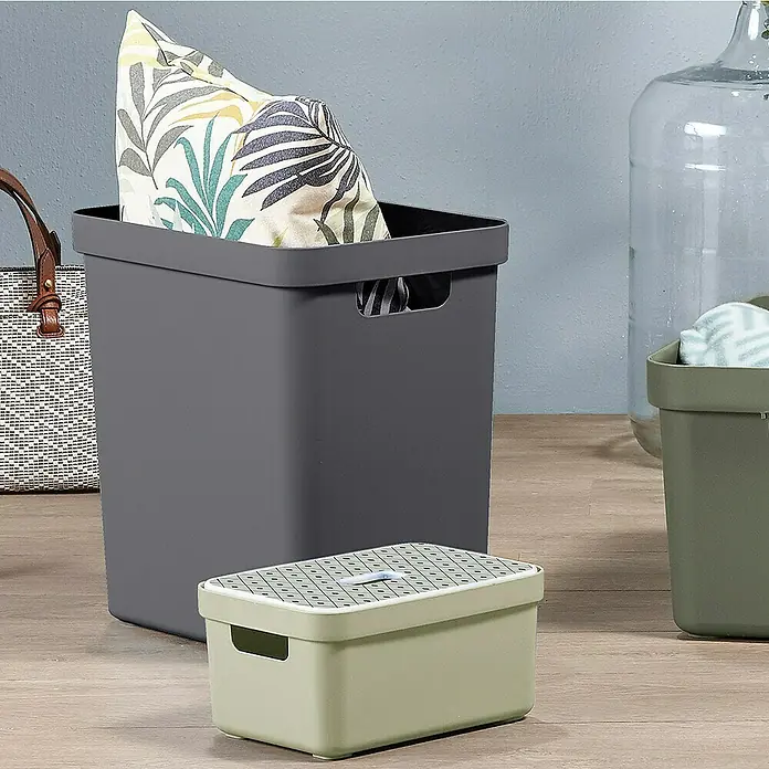 Sunware Aufbewahrungsbox Sigma Home - L x B x H: 35 x 24,6 x 36,3 cm, Kunststoff, Anthrazit - Aufbewahrungsboxen in Grau und Grün, ideal für die Organisation von Wohnräumen. Praktisch und stilvoll.