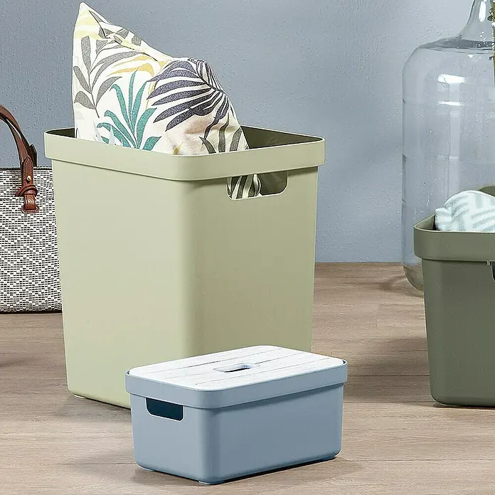 Sunware Aufbewahrungsbox Sigma Home - L x B x H: 35 x 24,6 x 36,3 cm, Kunststoff, Hellgrün - Mehrere verschiedenfarbige Aufbewahrungsbehälter aus Kunststoff. Ideal zur Aufbewahrung von Spielzeug oder Kleidung im Haus.