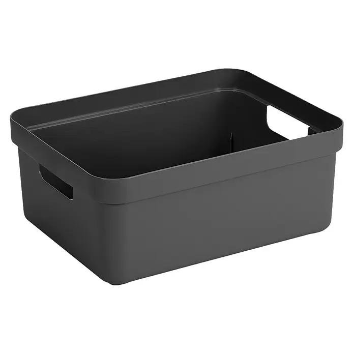 Sunware Aufbewahrungsbox Sigma Home - L x B x H: 44,5 x 34,5 x 18,3 cm, Kunststoff, Anthrazit - Graue Aufbewahrungsbox mit Griffen. Ideal zur Organisation von Gegenständen im Haus, Büro oder Lagerraum und hilft, Ordnung zu halten.