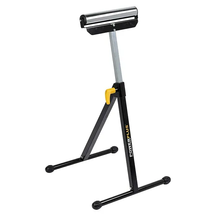 PowerPlus Caballete de trabajo POWX0700T - L x An x Al: 108 x 43 x 108 cm, Carga soportada: 60 kg - Un soporte de herramientas Powerplus con un rodillo brillante y una palanca de ajuste amarilla. Ideal para talleres y bricolaje.