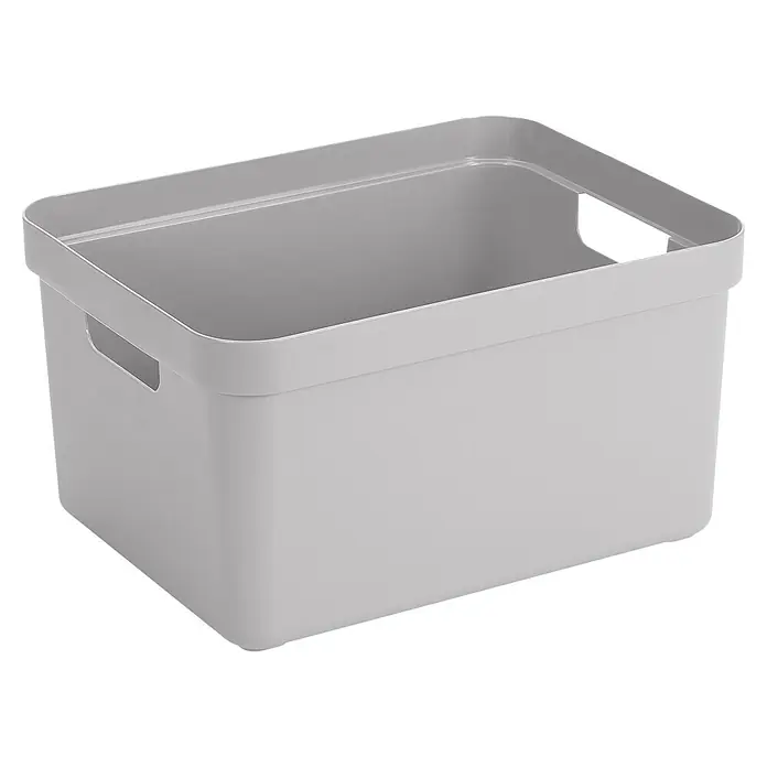 Sunware Aufbewahrungsbox Sigma Home - L x B x H: 44,5 x 34,5 x 24,3 cm, Kunststoff, Hellgrau - Eine graue Aufbewahrungsbox aus Kunststoff mit Griffen an den Seiten, ideal für die Organisation im Haushalt.