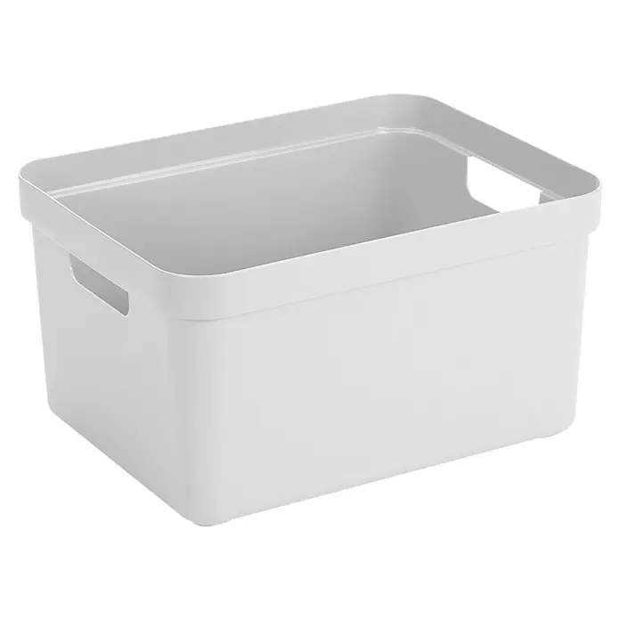 Sunware Aufbewahrungsbox Sigma Home - L x B x H: 44,5 x 34,5 x 24,3 cm, Kunststoff, Weiß - Weißer Kunststoff-Aufbewahrungskorb mit Griffen zur einfachen Organisation und Lagerung von Gegenständen im Haushalt oder Büro.