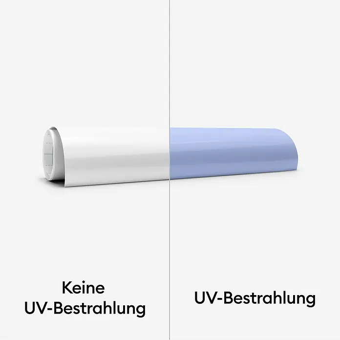 Cricut Aufbügelfolie Iron-On UV Color Change - Pastell Blau, L x B: 48 x 30 cm, Passend für: Cricut Explore™ und Cricut Maker™ - Schutz vor UV-Strahlung: Eine Rolle mit und ohne UV-Bestrahlung zeigt deutliche Qualitätsunterschiede.