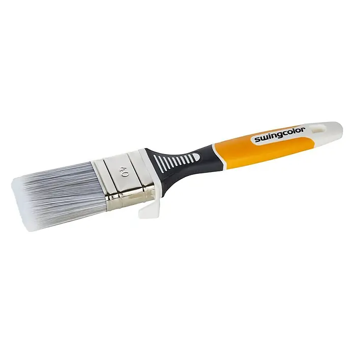 swingcolor Lackierpinsel 2K - Breite Borsten: 40 mm, Mischborsten, Kunststoff - Pinsel der Marke Swingcolor mit grau-orangem Griff. Der Pinsel eignet sich ideal für Lackierarbeiten und Farbaufträge im Innenbereich.