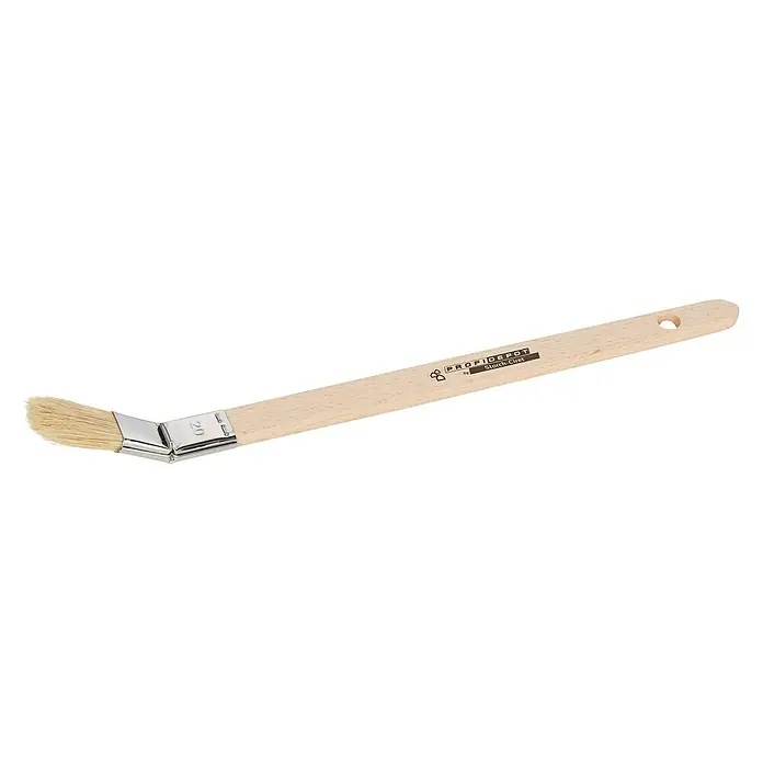 Profi Depot by Storch-Ciret Plattpinsel - Breite Borsten: 15 mm, Gebogen, Holz, Beige - Abgewinkelter Heizkörperpinsel mit hellem Holzgriff und Borstenkopf, ideal für schwer zugängliche Stellen, hochwertige Ausführung für präzises Arbeiten.