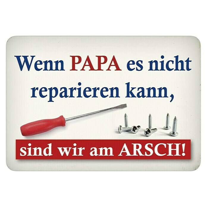 Blechschild 'Nur Papa Muss Grillen' – 27x10 Cm BBQ Spruch, Mit Kordel & Randlöchern