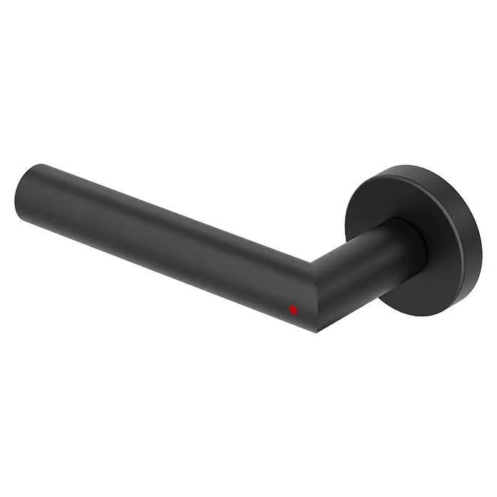 Diamond Doors Zimmertürgarnitur L-Form Premium Smart2Lock links - Stärke Tür: 38 mm - 45 mm, L-Form, Schwarz, DIN Anschlag: Links, Passend für: Türen ohne Schlüssellochbohrung, Türen mit Schlüssellochbohrung benötigen zusätzlich eine Blindrosette - Schwarzer Türgriff mit einem minimalistischen Design, ideal für moderne Innenräume. Der Griff zeichnet sich durch seine klare Form und die matte Oberfläche aus.