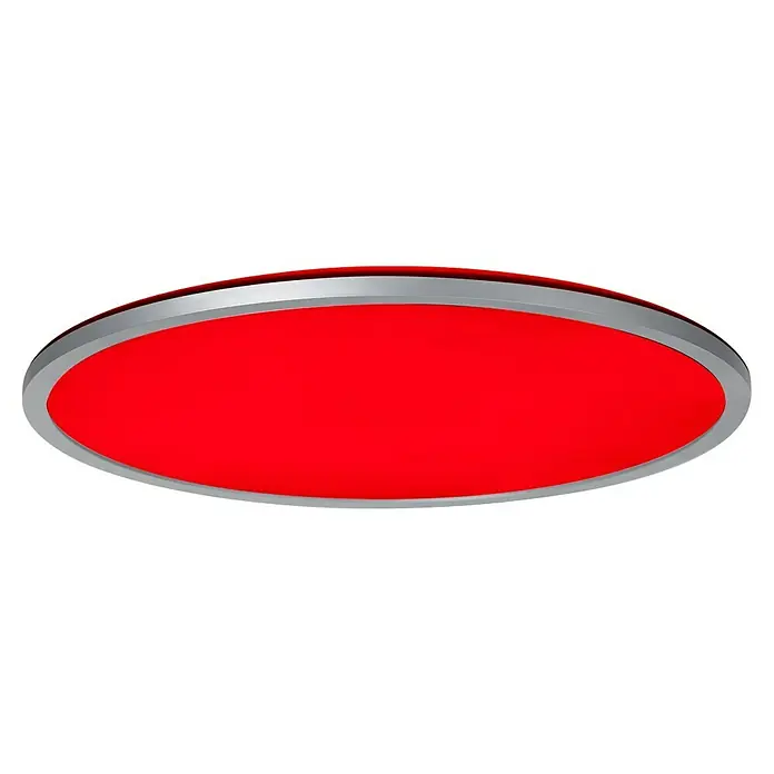 Brilliant LED-Deckenleuchte rund Tanida - 46 W, Ø x H: 57 x 3,2 cm, Silber, RGBW - Rote runde Deckenleuchte mit silberner Umrandung, die eine moderne und stilvolle Beleuchtung für jeden Raum bietet.