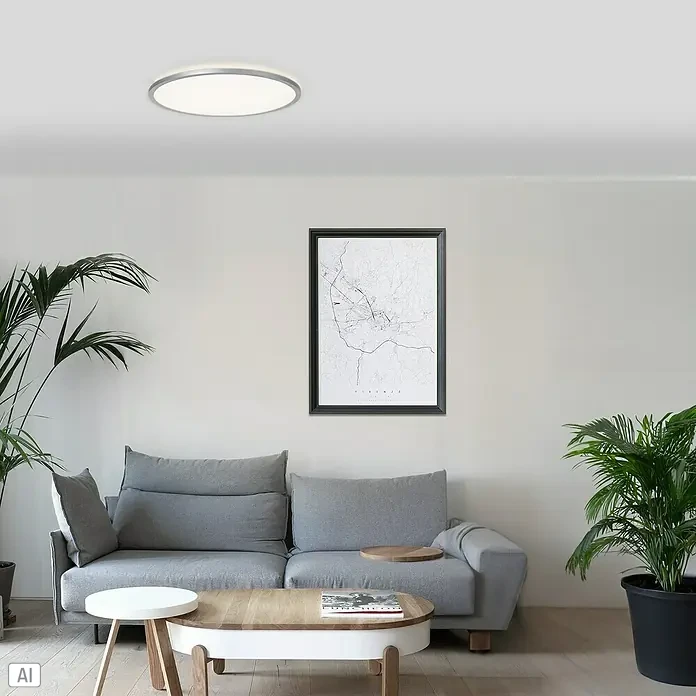Brilliant LED-Deckenleuchte rund Tanida - 46 W, Ø x H: 57 x 3,2 cm, Silber, RGBW - Deckenleuchte mit einem schlichten Design, ideal für moderne Wohnräume. Die runde Form und das dezente Licht sorgen für eine angenehme Atmosphäre.