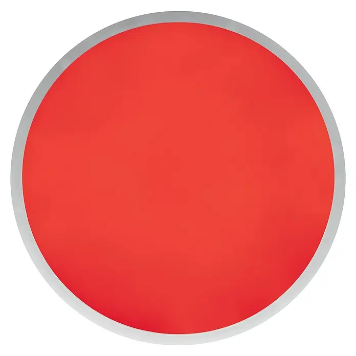 Brilliant LED-Deckenleuchte rund Tanida - 46 W, Ø x H: 57 x 3,2 cm, Silber, RGBW - Rote Scheibe mit silbernem Rand, ein einfaches, aber auffälliges Designelement. Vielseitig einsetzbar für verschiedene Projekte.