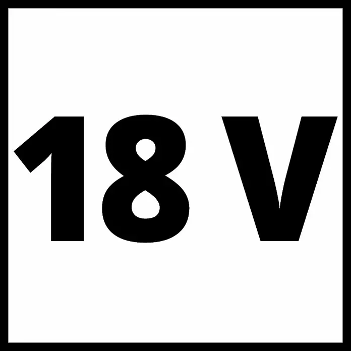 Einhell Power X-Change 18V Akku-Drucksprühgerät GE-WS 18/10 LI - 18 V, Ohne Akku, Betriebsdruck: 1,3 bar - Abbildung eines schwarzen Logos mit der Aufschrift "18 V" in einem weißen Quadrat mit schwarzem Rand.