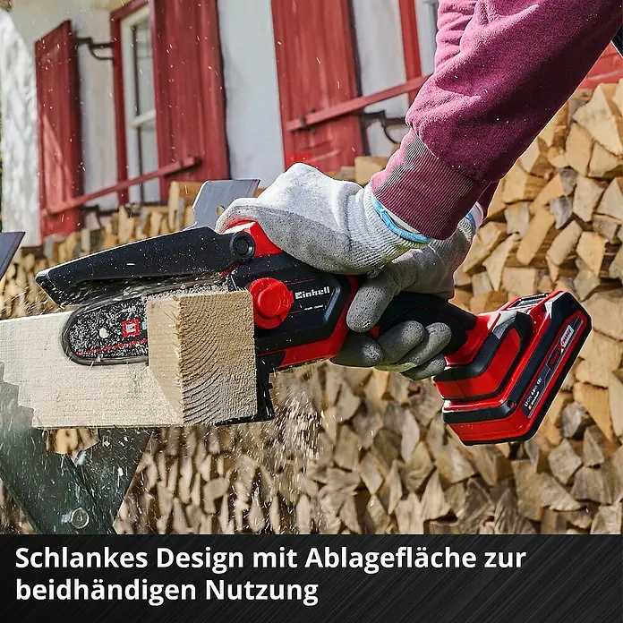 Einhell Power X-Change 18V Akku-Astsäge GE-PS 18/15 Li BL - 18 V, Li-Ionen, Ohne Akku, Schwertlänge: 15,8 cm - Schlichtes Design mit Ablagefläche für beidhändige Nutzung.\n