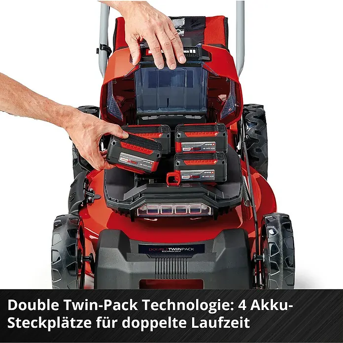 Einhell Professional Akku-Rasenmäher GP-CM 36/52 S Li BL - 36 V, 4 Akkus, 5,2 Ah, Schnittbreite: 52 cm - Akkubetriebener Rasenmäher mit vier Akkusteckplätzen für doppelte Laufzeit.