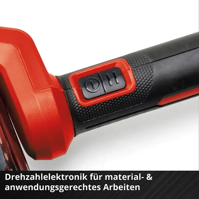 Einhell Power X-Change 18V Akku-Reinigungsbürste Picobella 18/90 - 18 V, Ohne Akku - Drehzahlwahlschalter einer Schleifmaschine. Die variable Drehzahl ermöglicht materialgerechtes Arbeiten.
