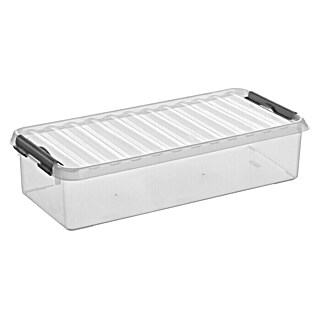 Sunware Aufbewahrungsbox Q-Line (L x B x H: 48,5 x 19 x 10,5 cm, Kunststoff, Transparent, Farbe Griff: Schwarz)